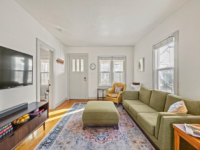 living room with light wood-type flooring