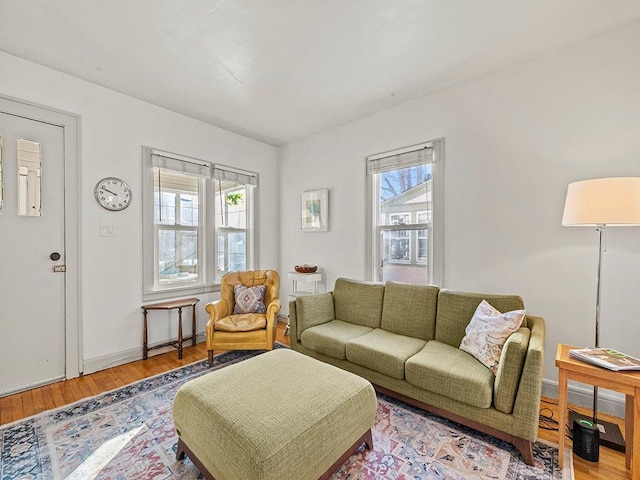 living room with hardwood / wood-style floors