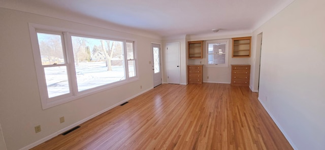 interior space with light hardwood / wood-style flooring