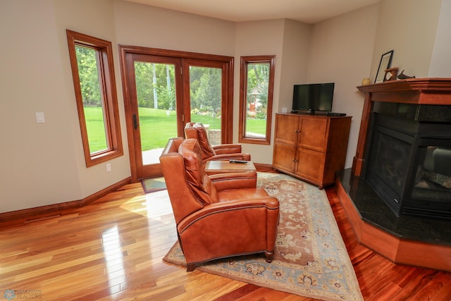 living room with light wood-type flooring