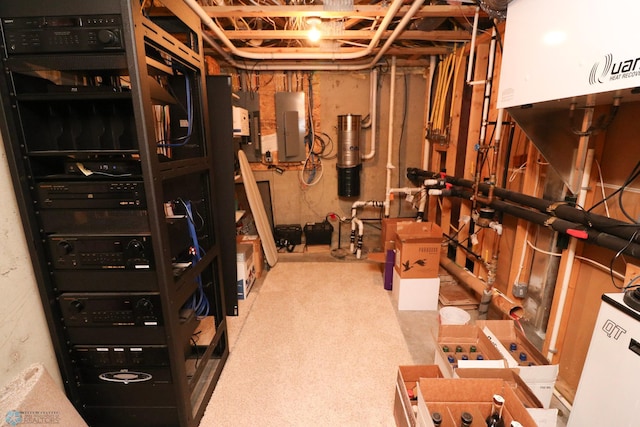 basement with electric panel