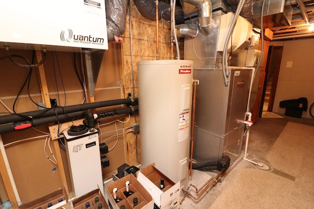 utilities with heating unit and electric water heater