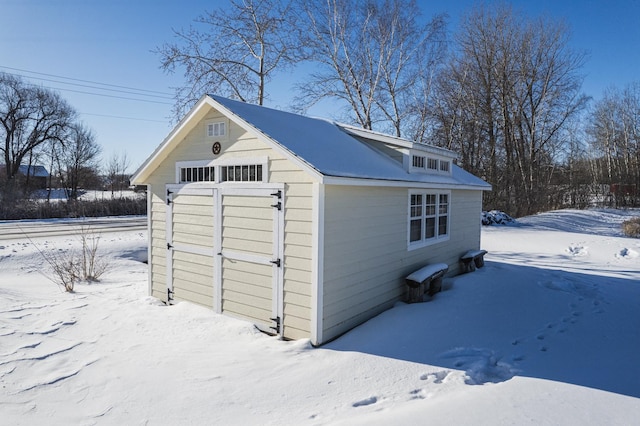 view of snow covered structure