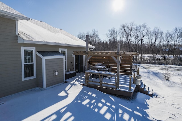 exterior space with a deck and a pergola