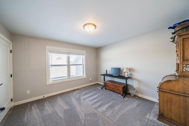 misc room featuring a textured ceiling and carpet