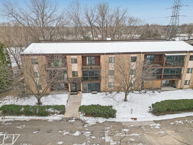 view of snow covered building