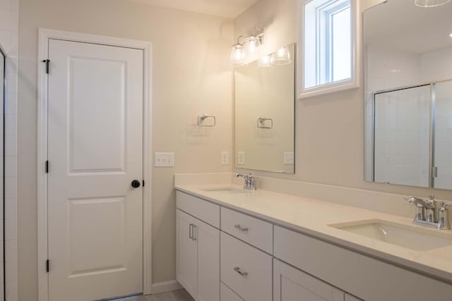 14554 Kingsview Ln N, Dayton, MN 55327 - bathroom with double vanity and tiled shower