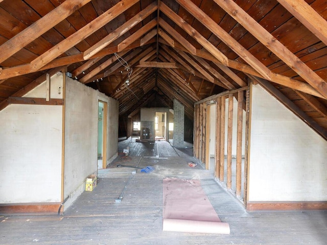 view of unfinished attic