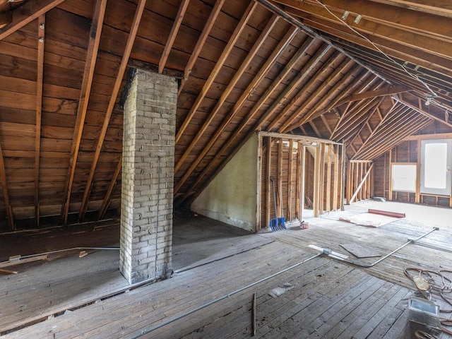 view of unfinished attic