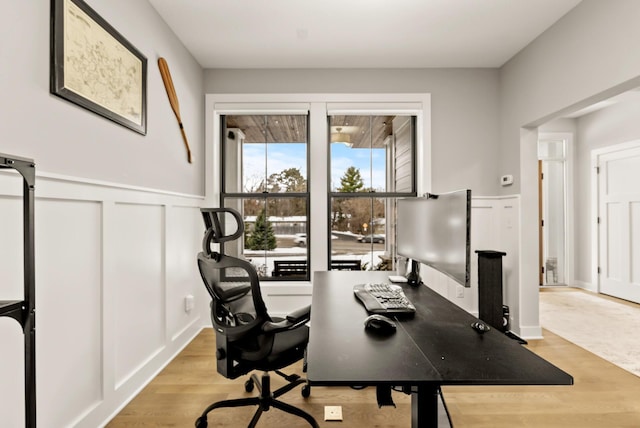 office featuring light hardwood / wood-style floors