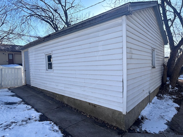 view of snow covered exterior