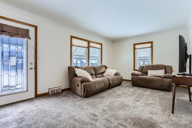 living room with carpet flooring