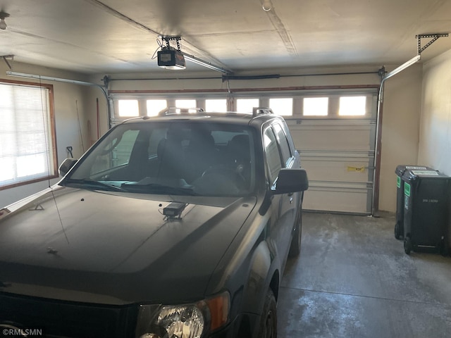 garage with a garage door opener