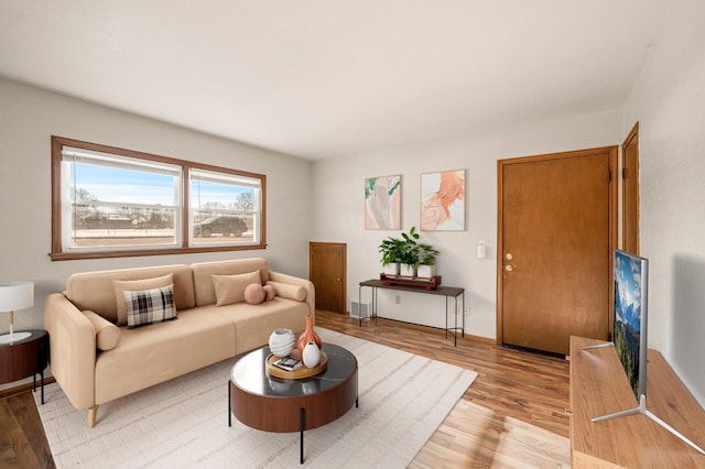 living room featuring light wood-type flooring