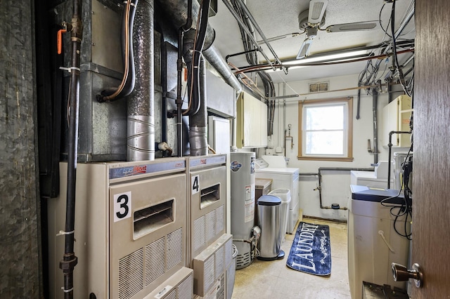 utility room with washer and clothes dryer and gas water heater