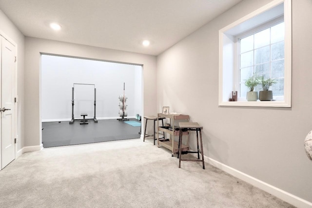 sitting room featuring carpet floors