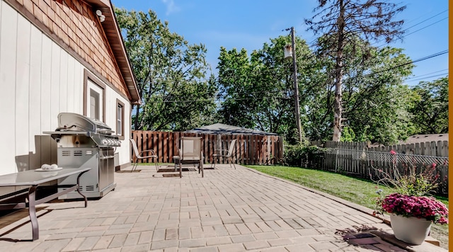 view of patio / terrace with a grill