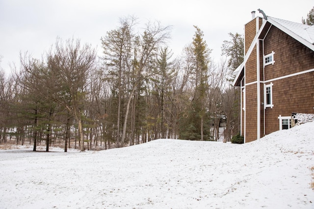 view of yard layered in snow