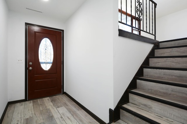 entrance foyer with light hardwood / wood-style floors