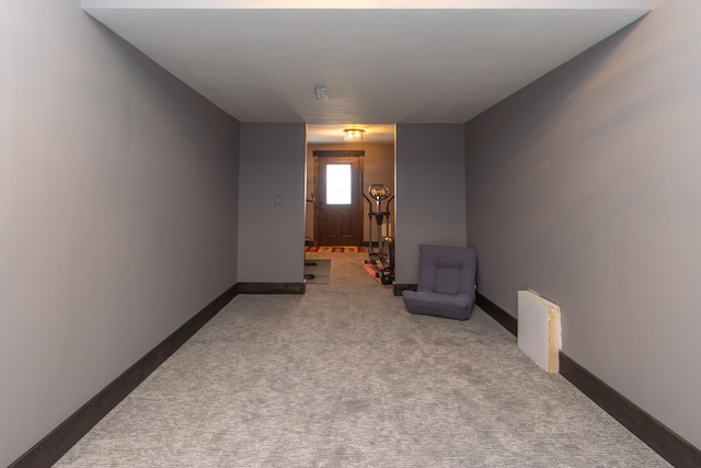 sitting room with carpet flooring