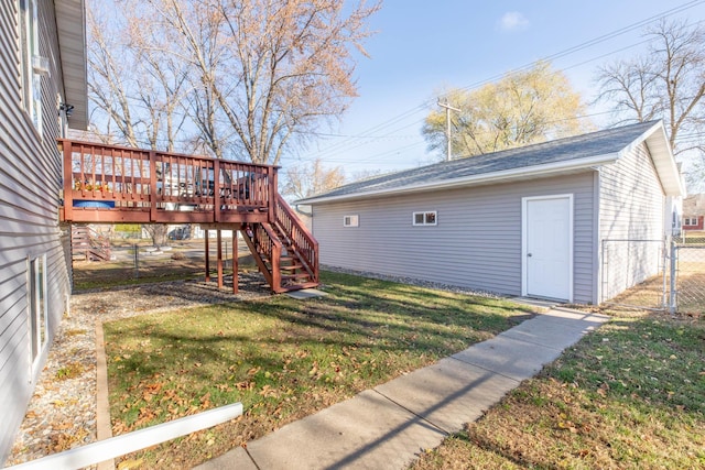 view of yard with a wooden deck