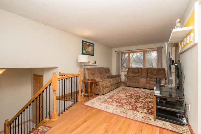 living room with hardwood / wood-style floors