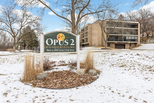 view of community sign