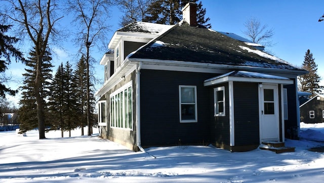 view of snow covered exterior