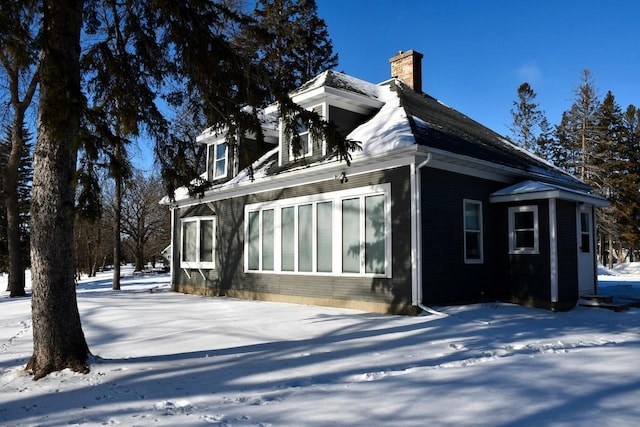 view of snow covered exterior