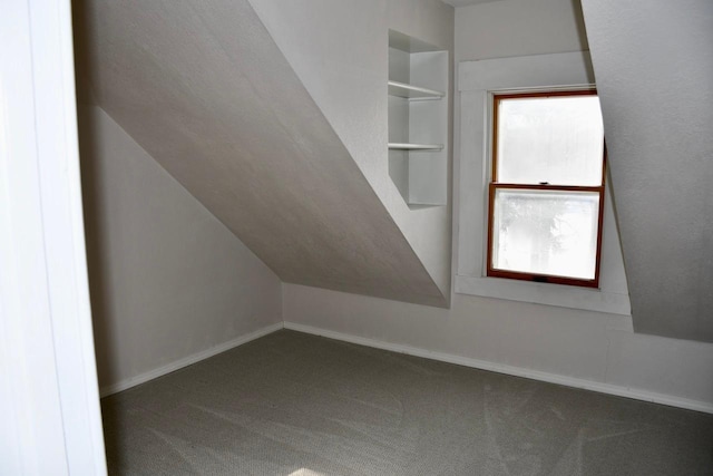 bonus room featuring vaulted ceiling and carpet