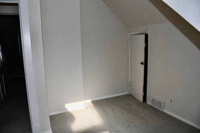 additional living space featuring lofted ceiling and carpet