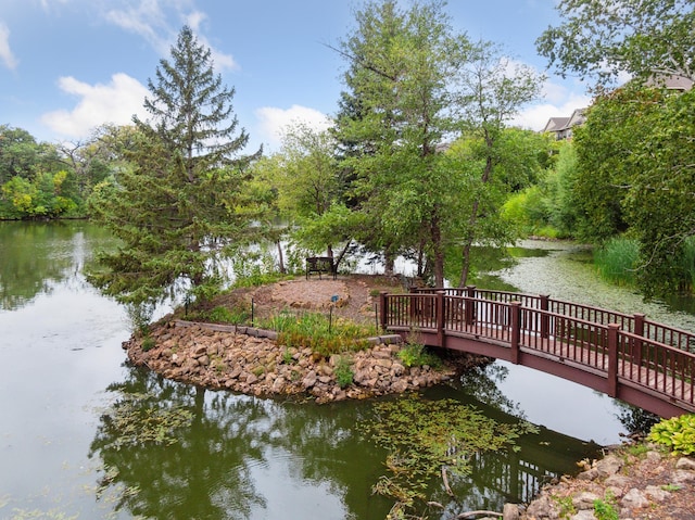 view of dock featuring a water view