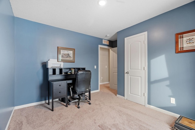 view of carpeted home office