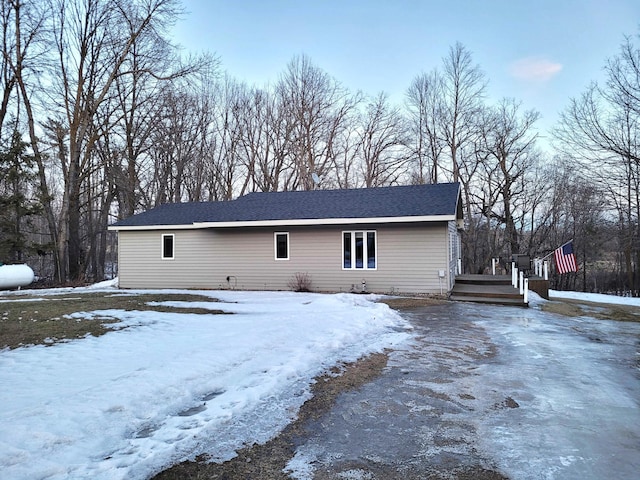 view of snow covered exterior