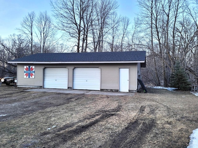 view of detached garage