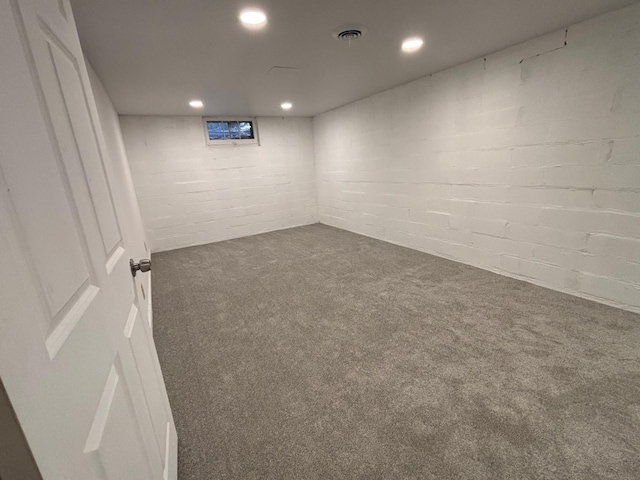 basement featuring carpet floors