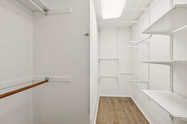 spacious closet with light hardwood / wood-style floors