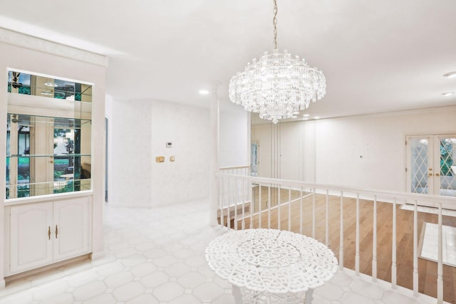 dining space featuring an inviting chandelier