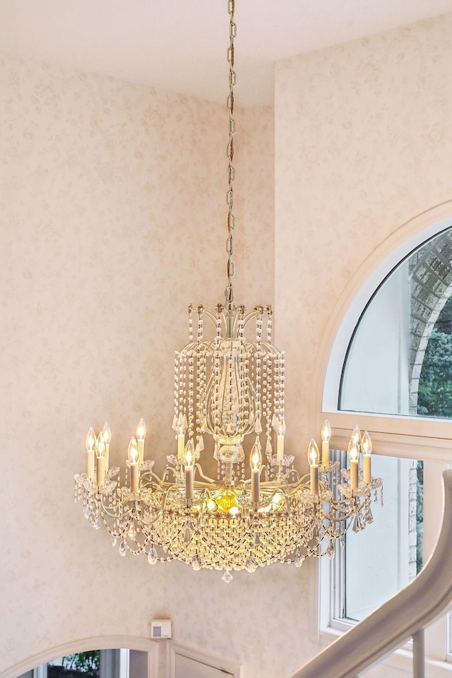 room details with a notable chandelier