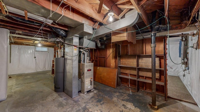 basement with gas water heater