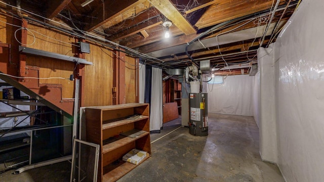 basement with water heater