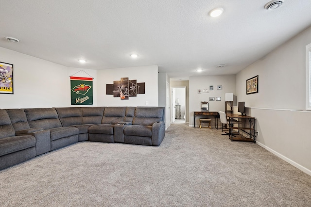 living room featuring carpet