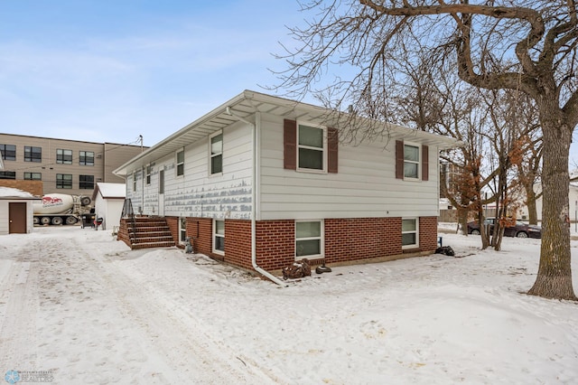 view of snow covered exterior