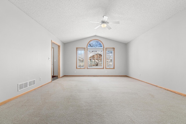101 Bridgewater Trl, Hudson, WI 54016 - carpeted empty room with lofted ceiling, ceiling fan, a textured ceiling, and baseboards