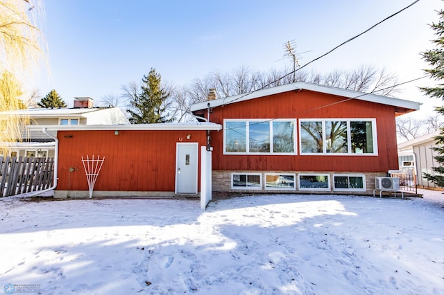 view of snow covered property