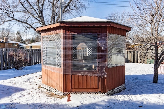 view of snow covered structure