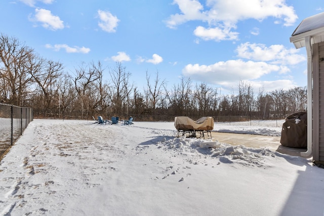 view of yard covered in snow