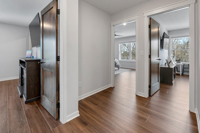 4163 Canary Rd, Royalton Twp, MN 55030 - corridor with dark wood-style floors and baseboards