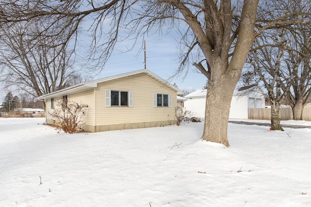 view of snowy exterior