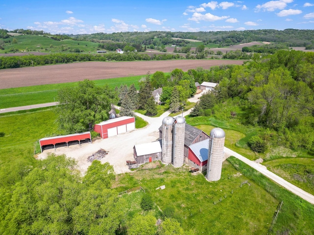 aerial view with a rural view